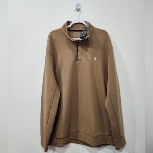 Polo Ralph Lauren Double-Knit Quarter Snap Pullover Khaki Men’s Size XXL NWT